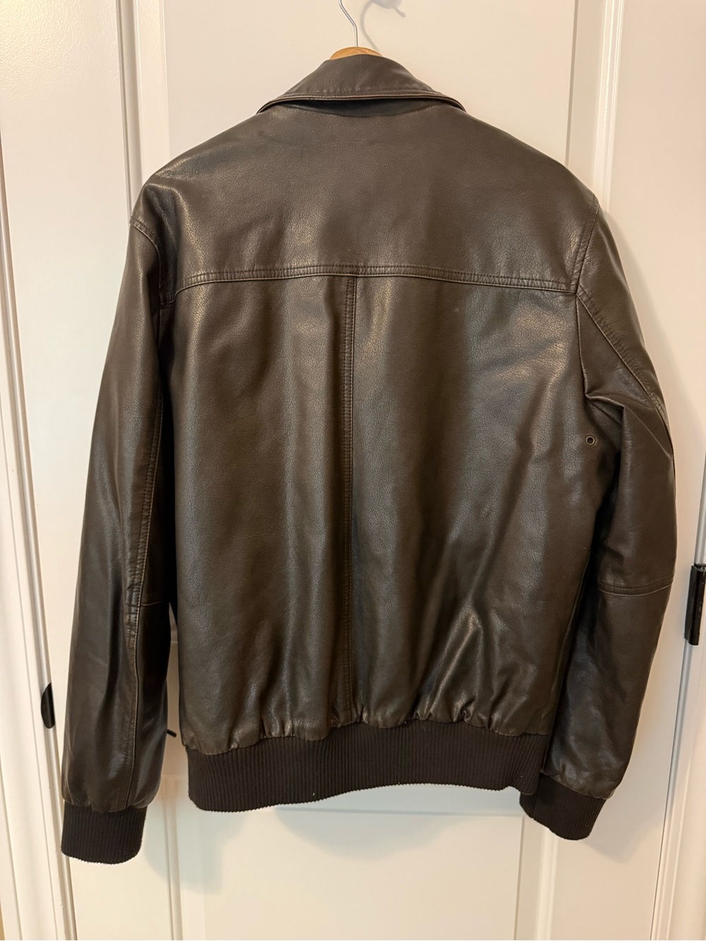 Dockers Dark Brown Faux Leather Bomber Jacket Men’s Medium - Picture 2 of 9